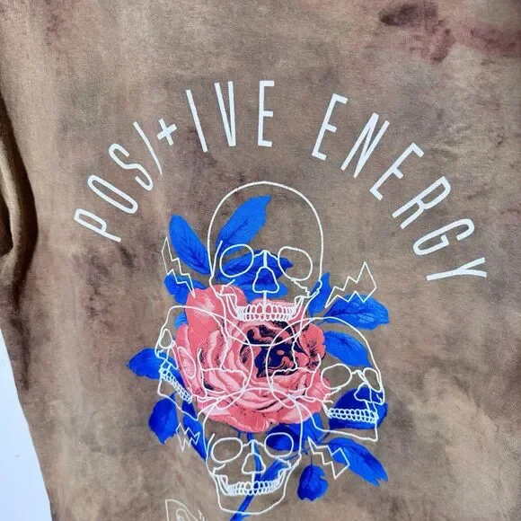 Chemistry Positive Energy Shirt‎ Mens L Tie Dye Skull Graphic Brown - Picture 3 of 10
